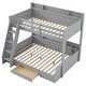 preview thumbnail 16 of 30, Wooden Bunk Bed Twin over Full Bunk Bed with 6 Up and Down Storage Shelves, LED, Charging Station, Stairs and Bottom Drawer