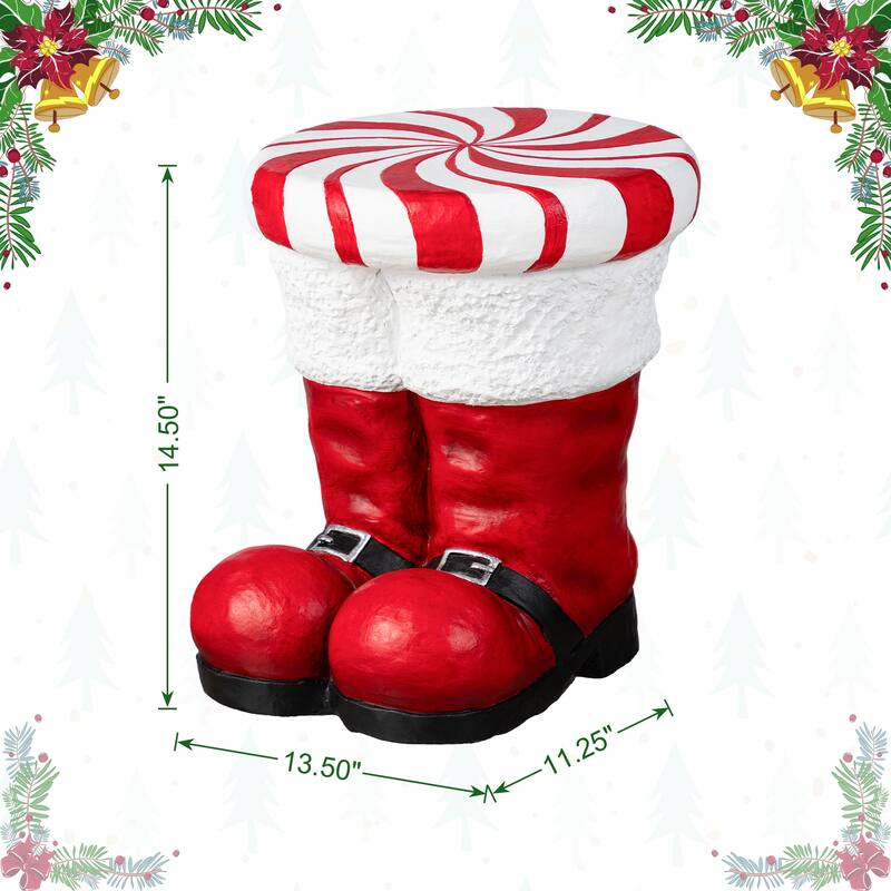 Glitzhome Christmas MGO Santa Snowman Home Stools or Accent Side Table