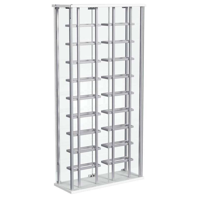 Montara Tempered Glass Wine Storage Display Curio Cabinet With Led Lighting Chrome