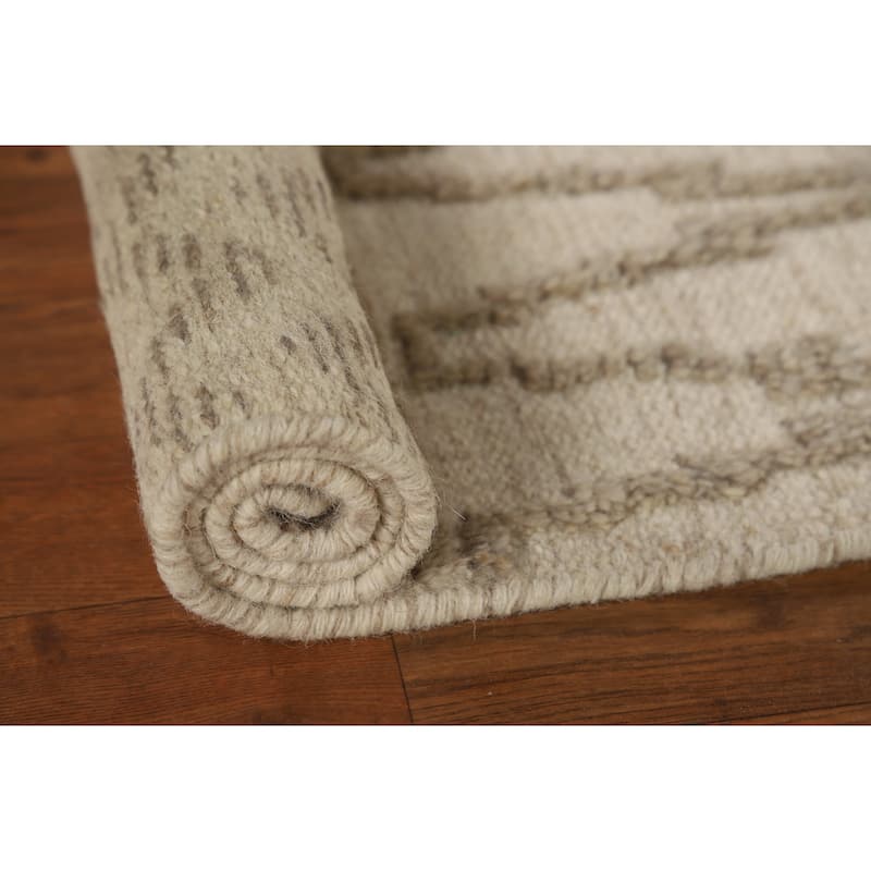 Beige Moroccan Oriental Accent Rug Handmade Wool Carpet - 2'0"x 3'0"