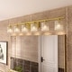 preview thumbnail 10 of 16, Acroma 6-light Modern Statement Crystal Bathroom Vanity Light - 45 inches SatinBrass