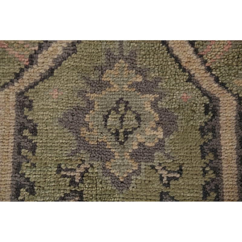Green Geometric Heriz Serapi Indian Area Rug Handmade Wool Carpet - 7'10"x 9'11"