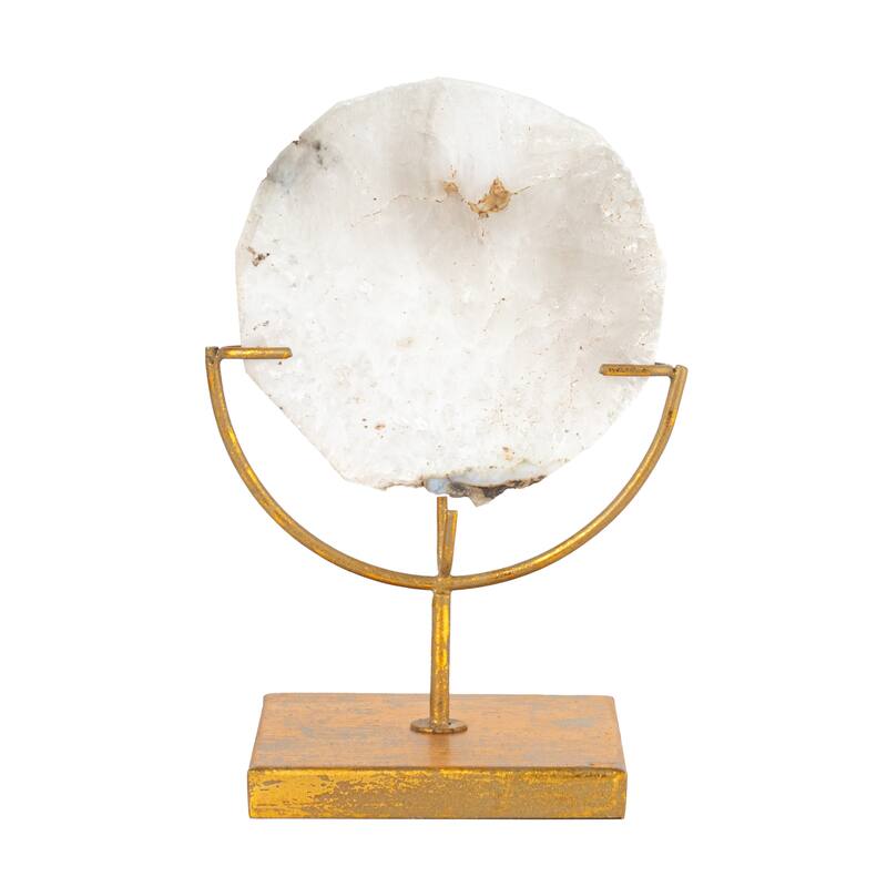 Decorative Agate Stone Slice on Metal Stand