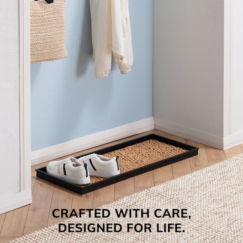 Natural and Recycled Rubber Boot Tray with Tan and Black Coir Insert