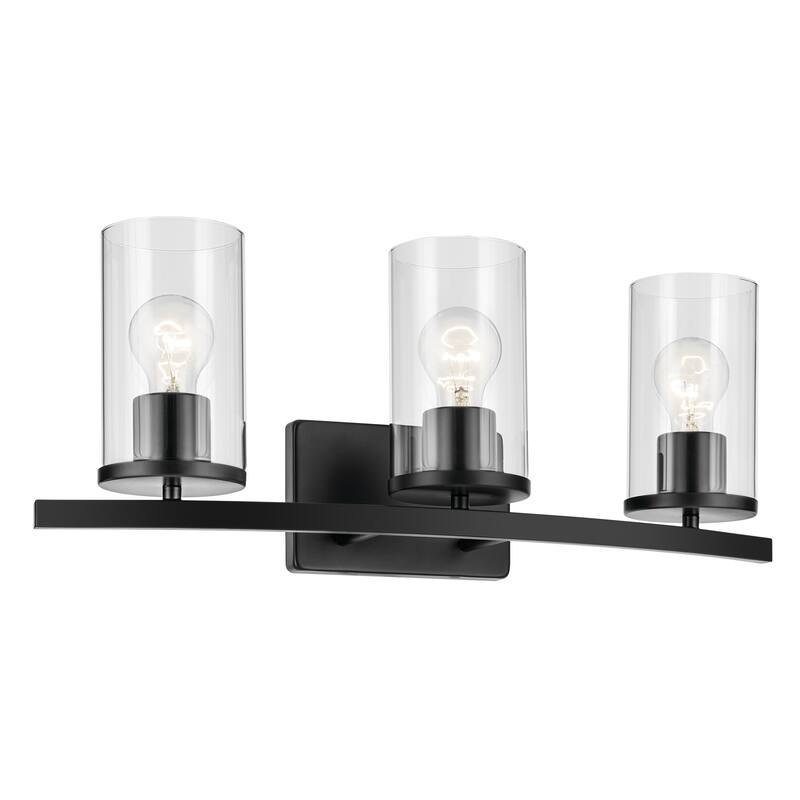 Kichler Lighting Crosby Bathroom Vanity Light with Clear Glass - Black - 3-Light