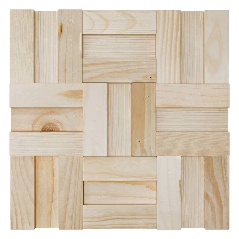 11 7/8"W x 11 7/8"H x 1/2"P Brooks Wood Mosaic Wall Tile, Pine - 11 7/8"W x 11 7/8"H x 1/2"P