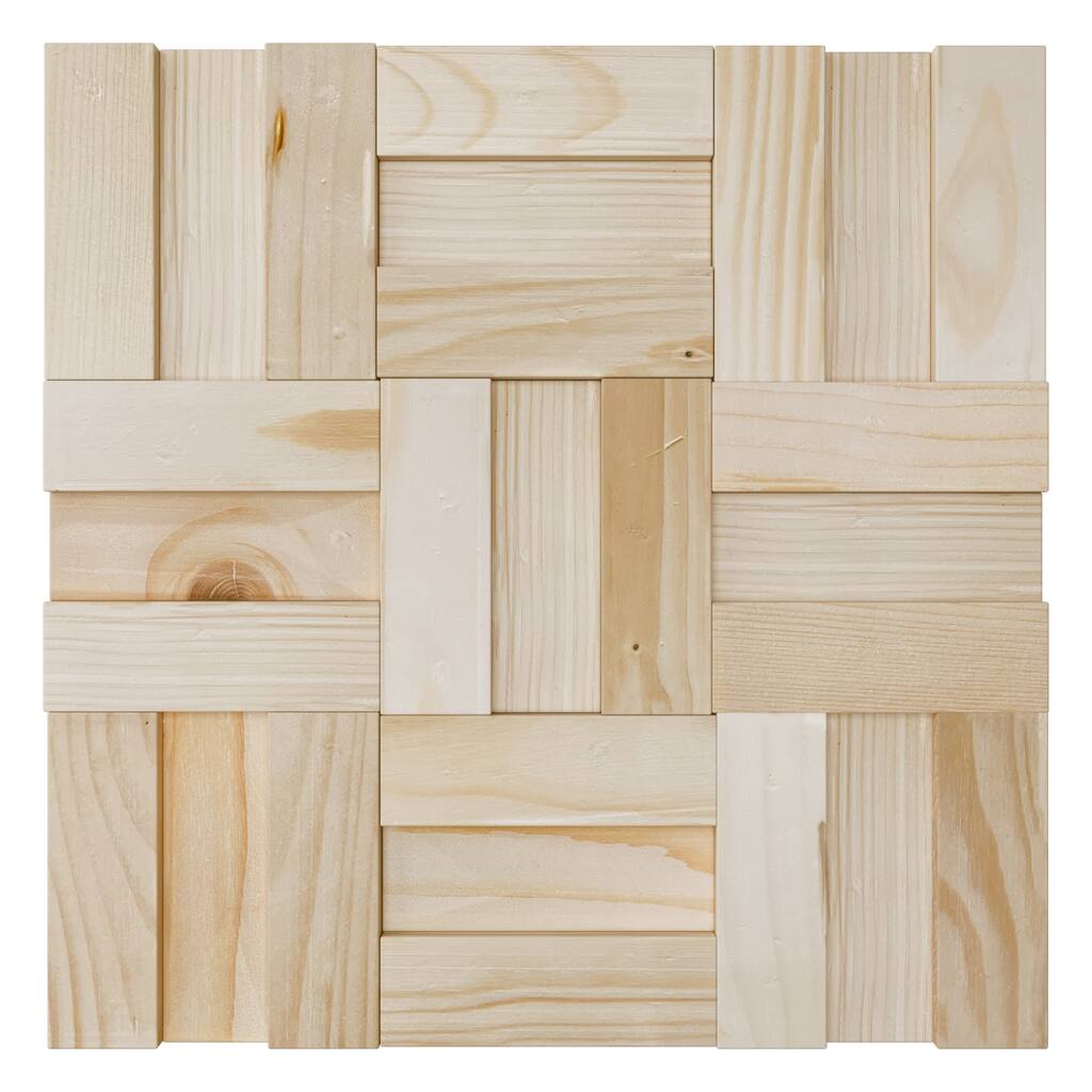 11 7/8"W x 11 7/8"H x 1/2"P Brooks Wood Mosaic Wall Tile, Pine - 11 7/8"W x 11 7/8"H x 1/2"P