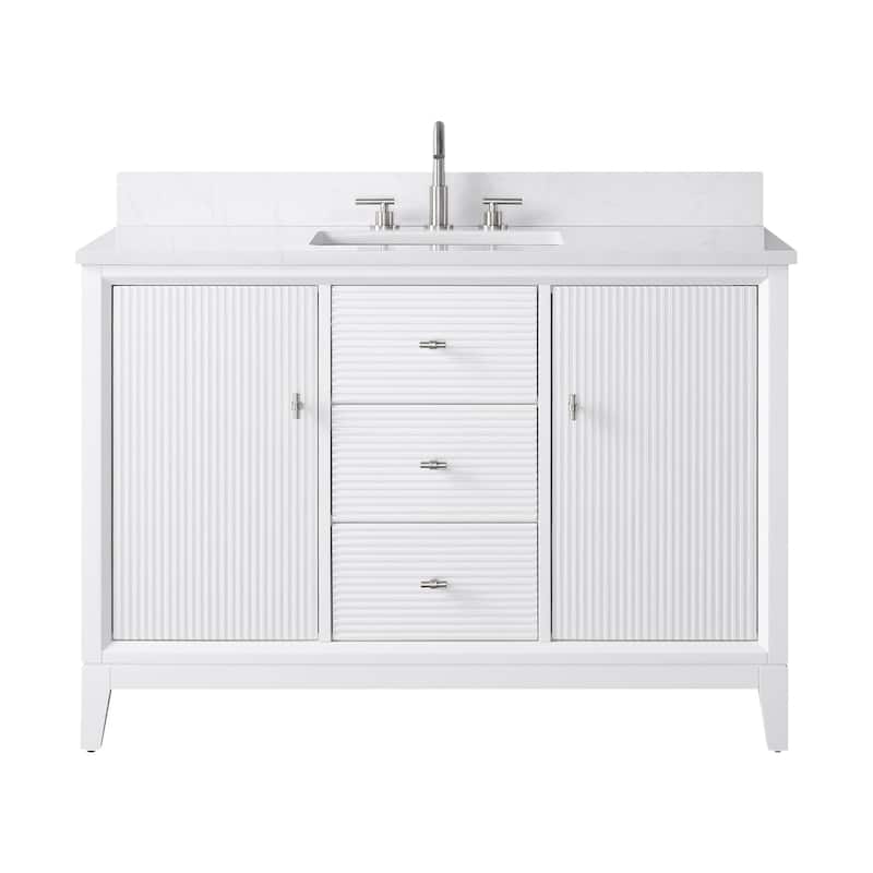 Vanity Art 48" Freestanding Bathroom Vanity with Engineered Marble Top and Sink