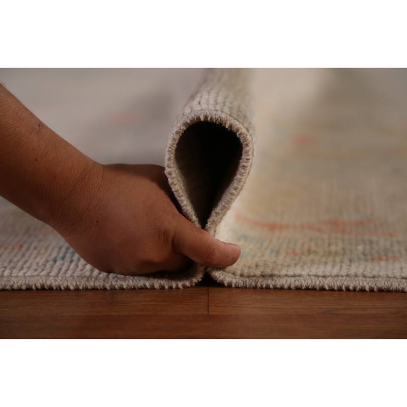 Hand Knotted Oriental 100% Wool Carpet Transitional All-Over Greys & Charcoal Oushak Area Rug - 13' 2'' X 9' 8''