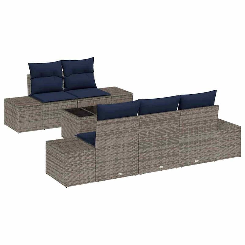 vidaXL 6 Piece Garden Sofa Set with Cushions - 94.1×24.4×27.2
