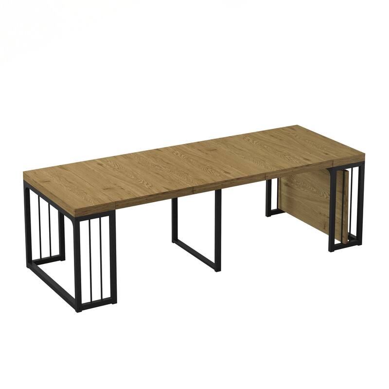 23.62" - 118" Stretching Length, Modern Extendable Dining Table,Seats 2-10 People,,Space-Saving Wood Dining Table for Kitchen