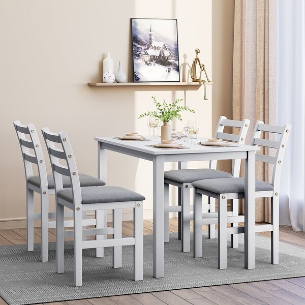 5 PCS Pub Sets Stylish Dining Table Set with 4 Upholstered Chairs
