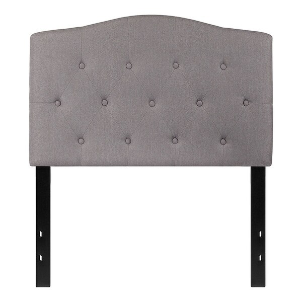 Offex Button Tufted Upholstered Twin Size Panel Headboard in Light Gray Fabric
