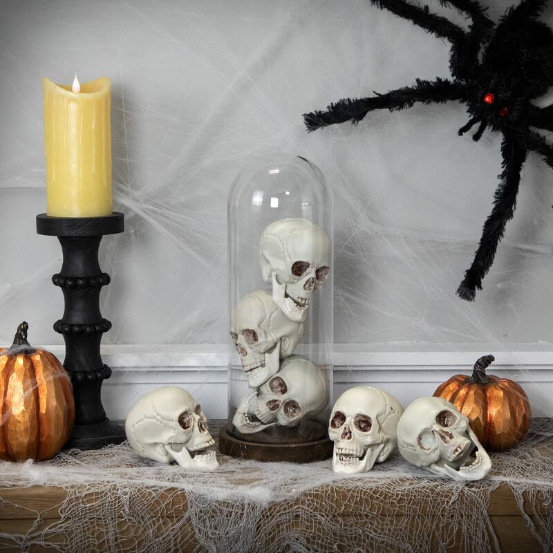 Set of 6 Skull Halloween Decorations 4.75"