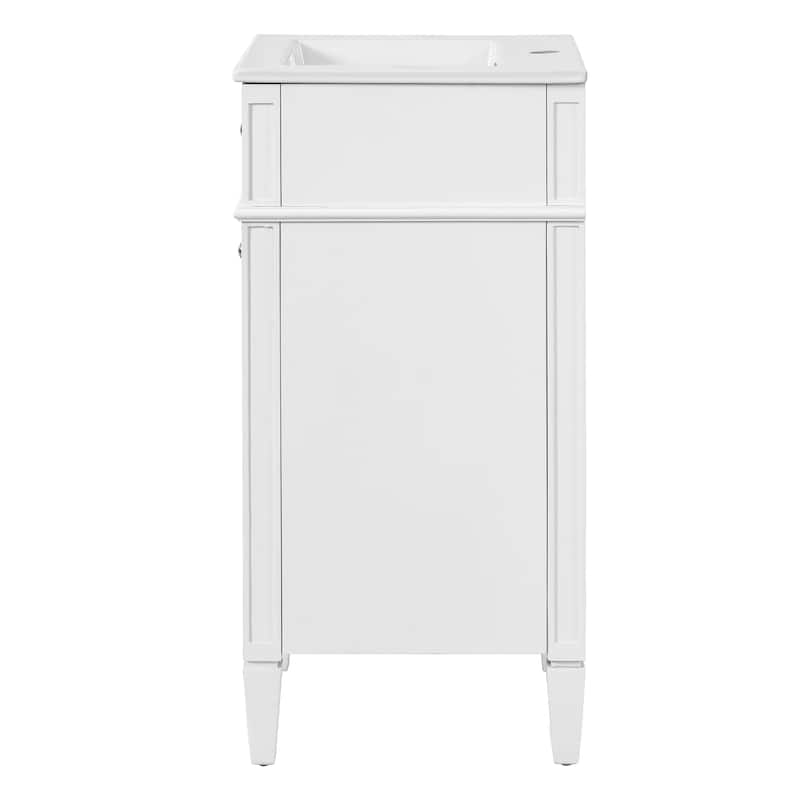 16-inch Freestanding Bathroom Vanity with Ceramic Sink - French Style Single Vanity with Soft-Closing Door & Solid Feet