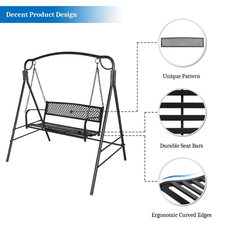 2-person Outdoor Metal Hanging Porch Swing