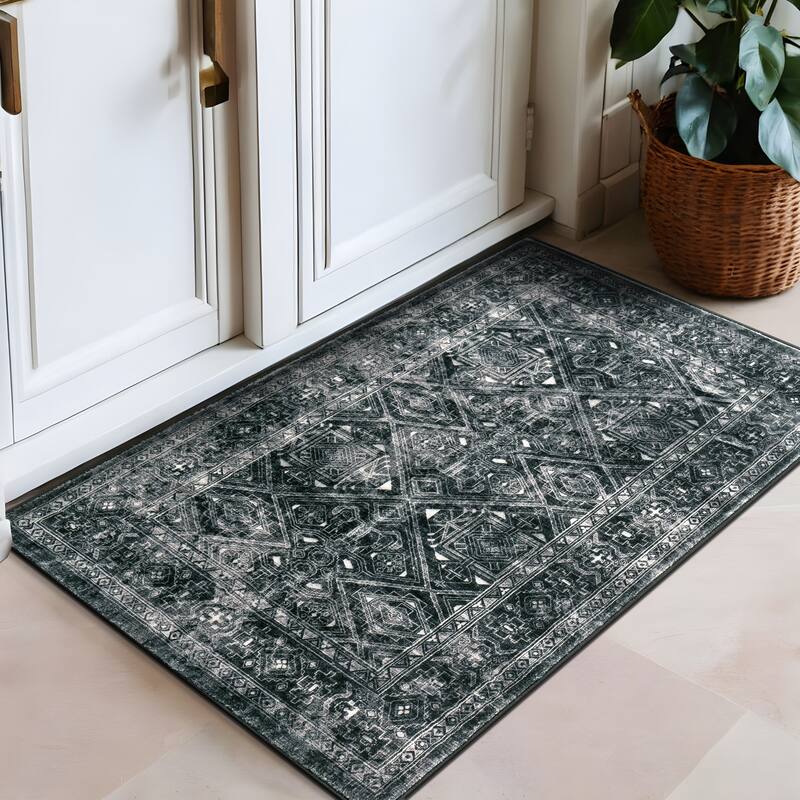World Rug Gallery Transitional Bohemian Distressed Washable Non Slip Area Rug - 2'x3'