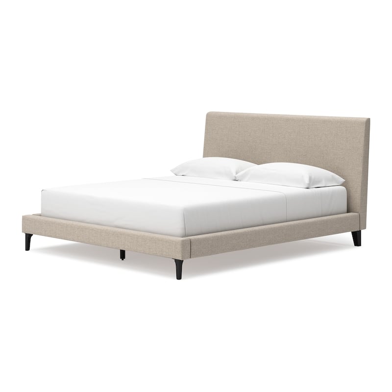 Ciel Low Profile California King Bed, Upholstered Headboard, Gray