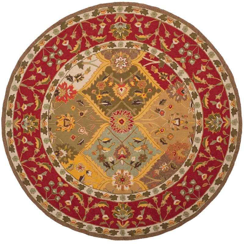 SAFAVIEH Handmade Easy Care Noriane Oriental Rug - 6' Round - Multi/Red
