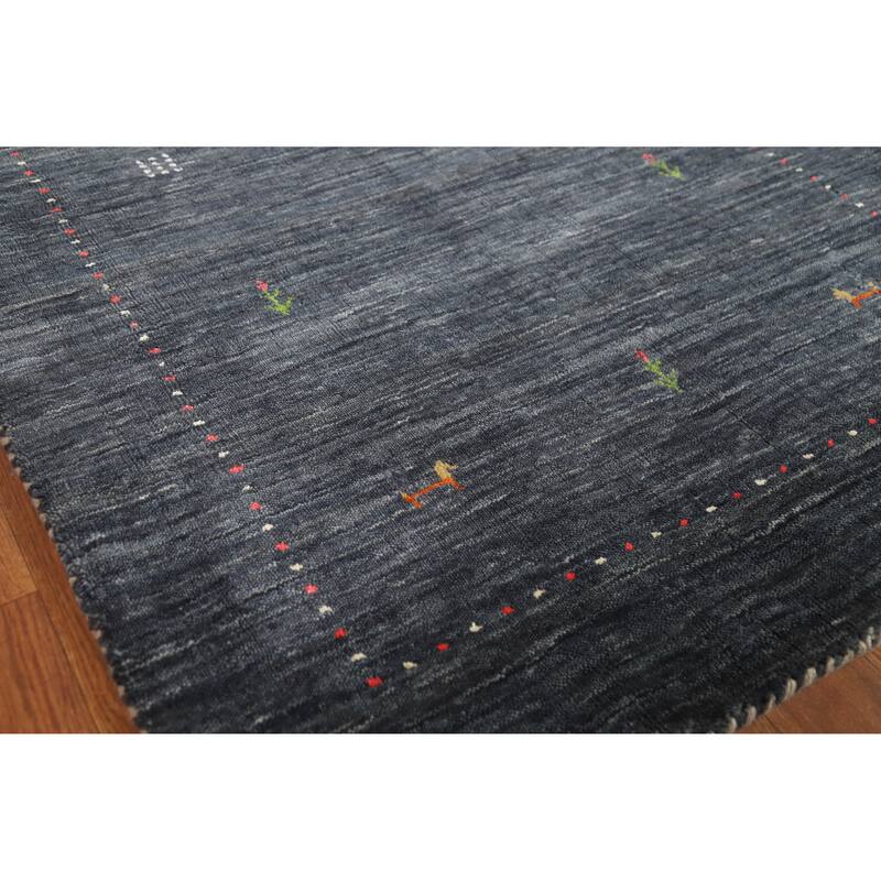 Hand Knotted Oriental 100% Wool Carpet Tribal Animal Pictorial Greys & Charcoal Gabbeh Area Rug - 4' 11'' X 3' 0''