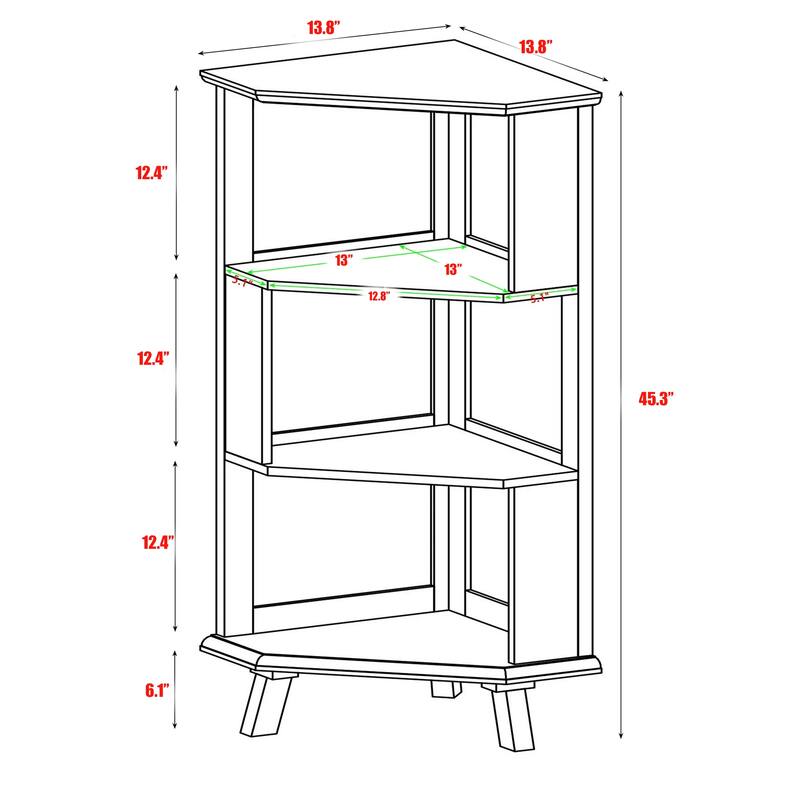 Kids Bookshelf, Premium Corner Bookshelf, Children Book Rack, Bookcase - 22" x 13.8" x 45.3"