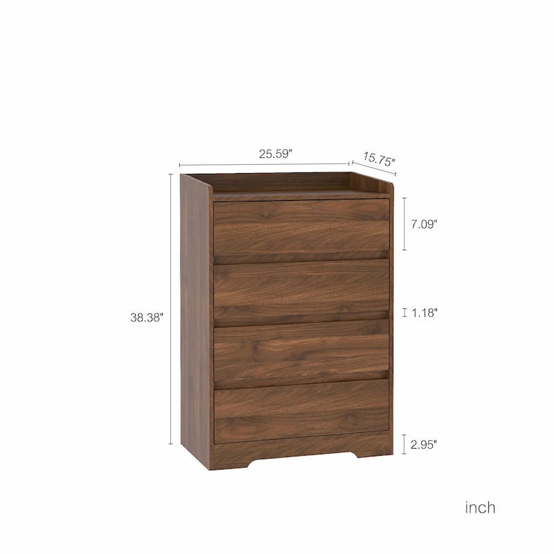 4-Drawer Dresser, Handle-Free Chest of Drawers, 100% Waterproof Wooden Cabinet with Sturdy Frame