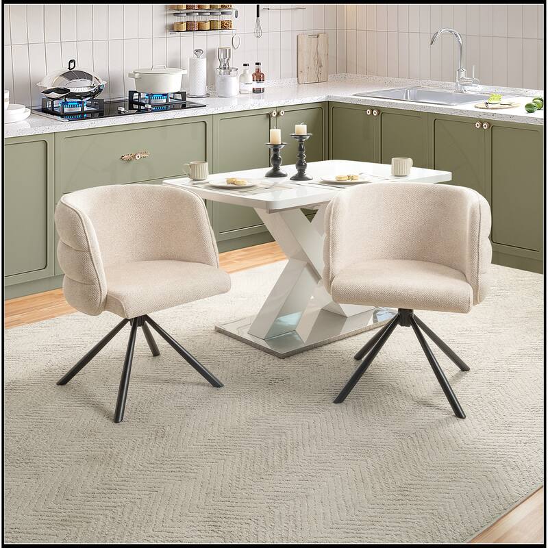 270 Degree Swivel Dining Chairs with Metal Base Set of 2