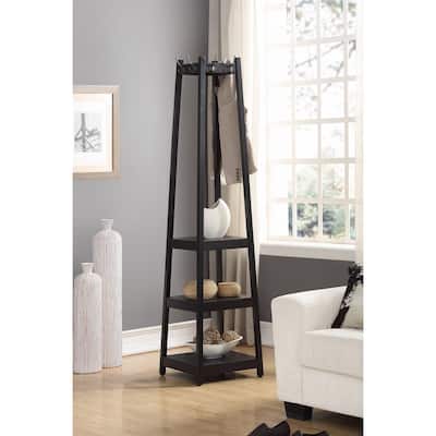 Roundhill Furniture Vassen 3-tier Storage Shelf Standing Coat Rack