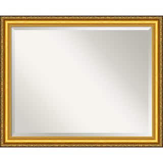 Beveled Wood Wall Mirror - Colonial Embossed Gold Frame - Outer Size: 32 x 26 in