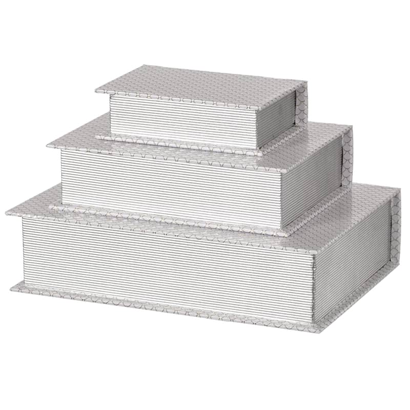 Set of 3 Velvet Vintage Storage Wooden Antique Classic Decorative Book Box Holder
