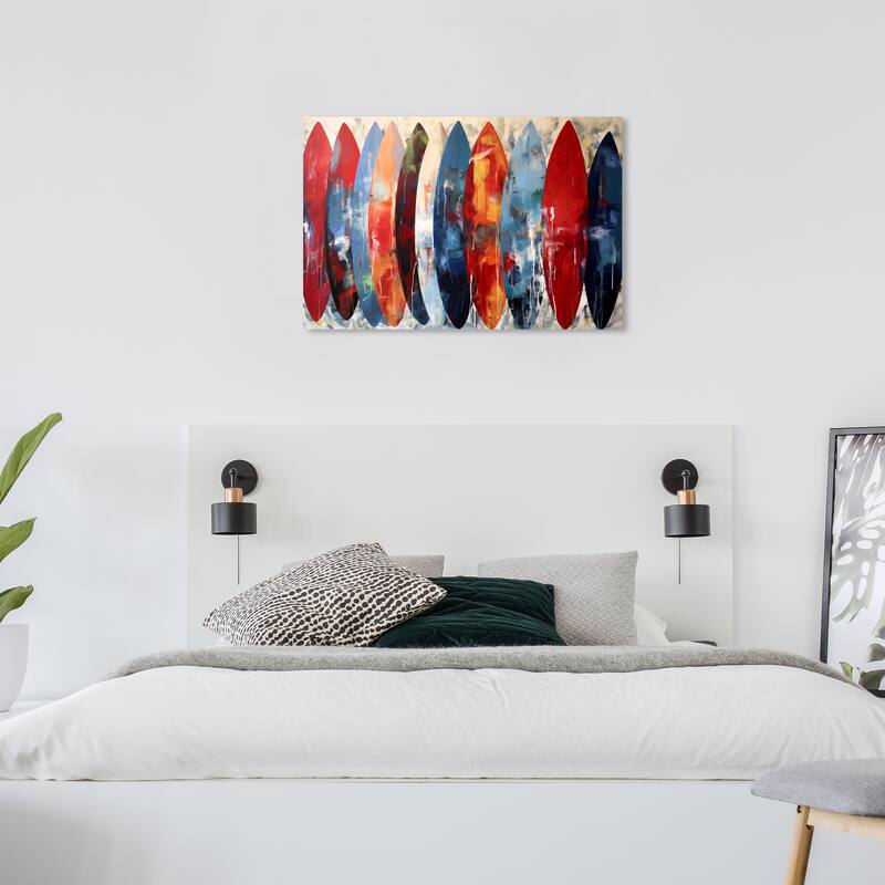 Wynwood Studio Canvas Sports and Teams Surfboards Showcase Red and Nautical & Coastal Wall Art Canvas Print - 36 x 24