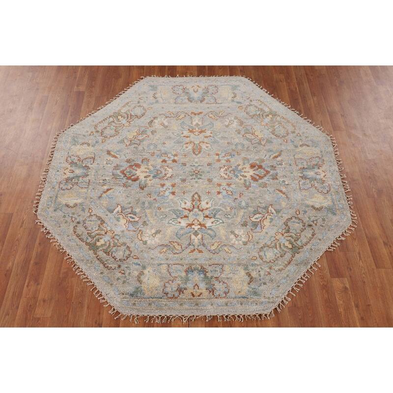 Heriz-Serapi Oriental Octagon Rug Hand-Knotted Wool Carpet - 5'11" x 5'10"