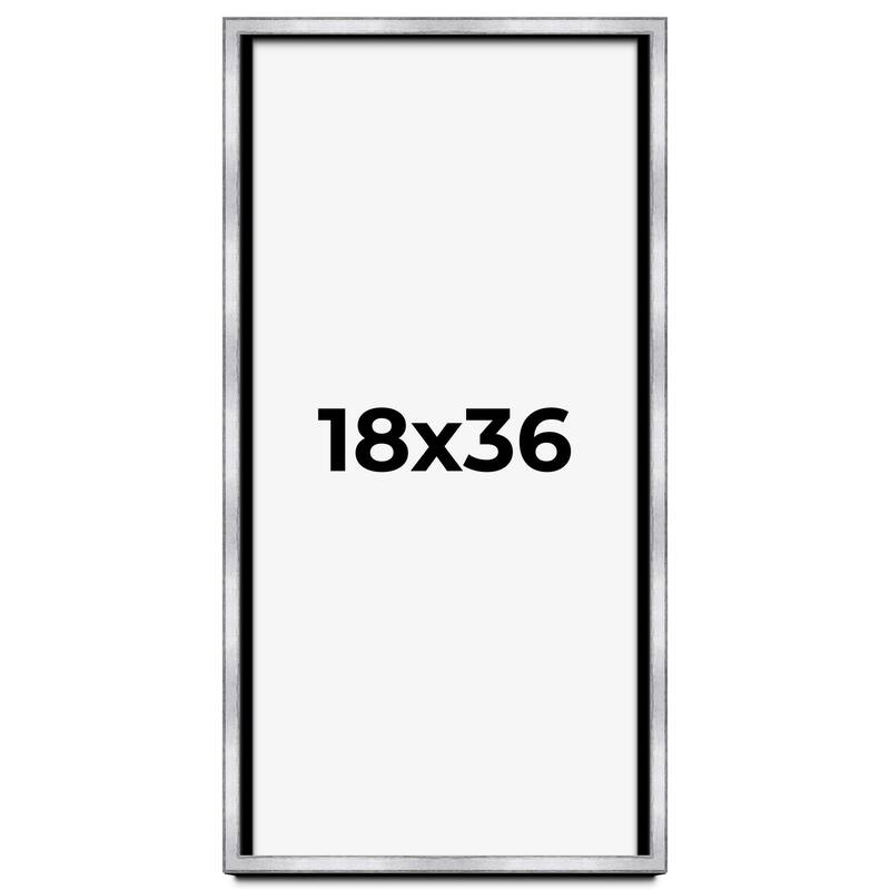 18x36 Shadow Box Frame Silver | 1.375 Inches Deep Real Wood