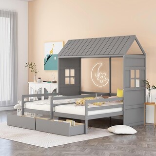 Twin Size House Platform Bed with 2 Storage Drawers for Kids Bedroom ...