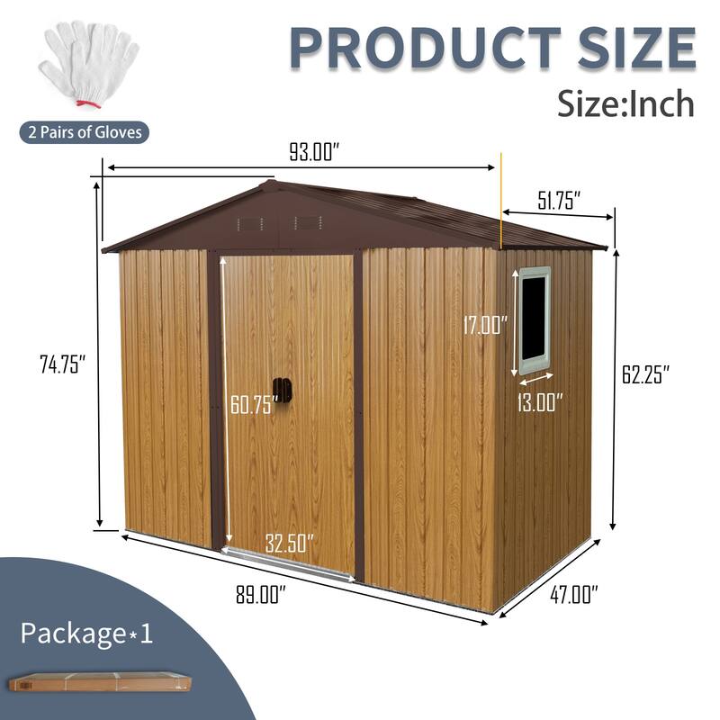 GDF Studio - Harlow Outdoor Metal Storage Shed with Window and Metal Foundation