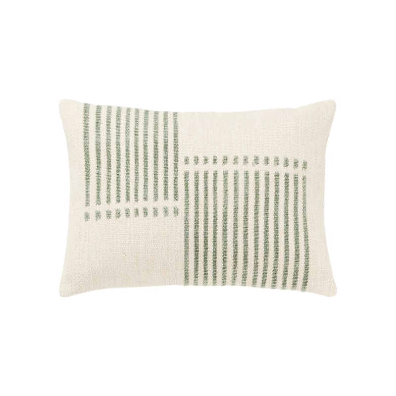 Rizzy Home Transitional Natural Down Filled Pillow - 14"x20" - Natural/Green