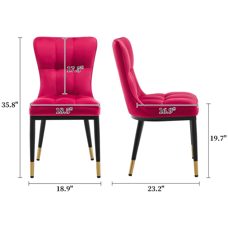 Modern Velvet Upholstered Dining Chairs, Set of 2/4 - 35.8"H x 18.9"W x 23.2"D
