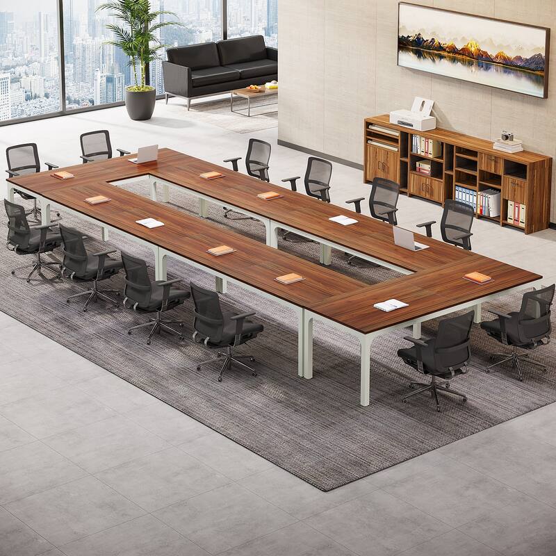 Rectangle 13FT Large Conference Table Set of 2, 78.74-Inch Meeting Seminar Table, Long Business Table