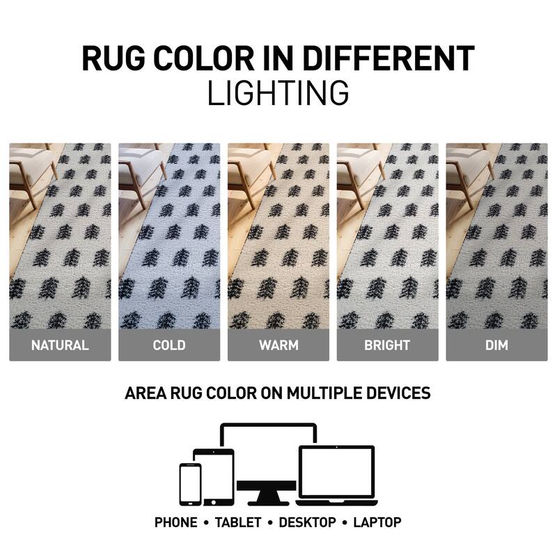 Scandinavian Arrow Shag Rug - Modern Look - Anthracite Dark Gray - Easy Maintenance
