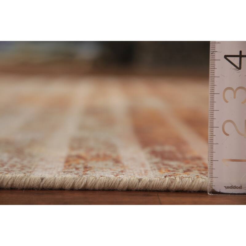 Striped Modern Abstract Indian Area Rug Handmade Wool Carpet - 5'0"x 8'1"