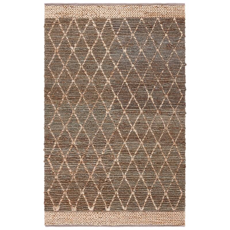 SAFAVIEH Handmade Natural Fiber Foolke Casual Jute Trellis Rug - 4' x 6' - Natural/Grey