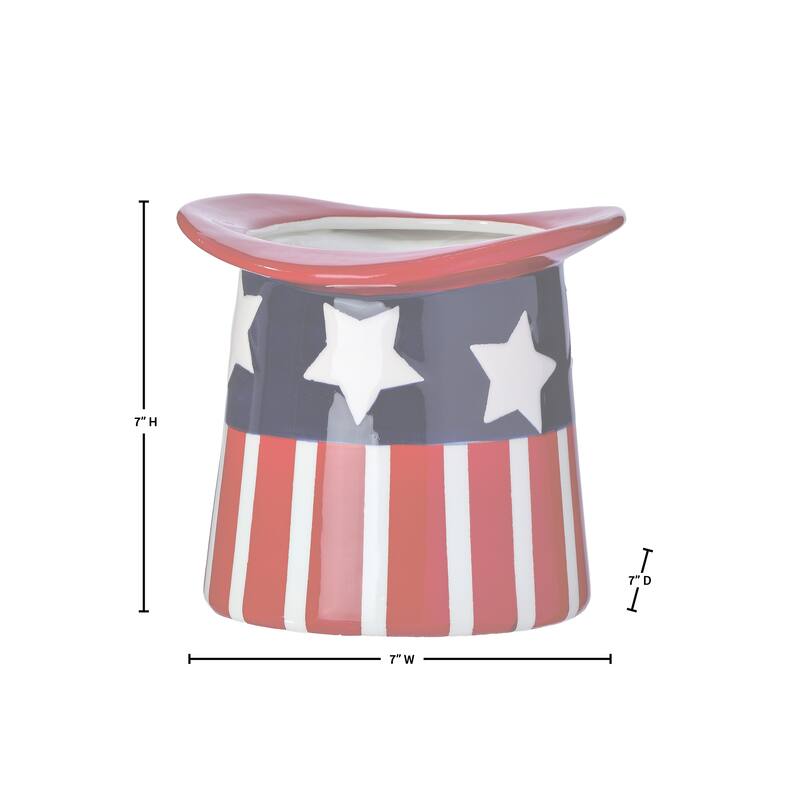 7" Ceramic American Spirit Hat Planter
