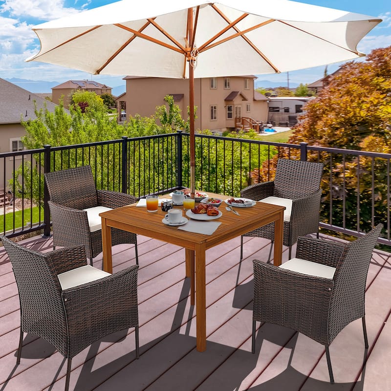 Costway Set of 4 Patio Rattan Dining Chairs Cushioned Seat Curved - See Details