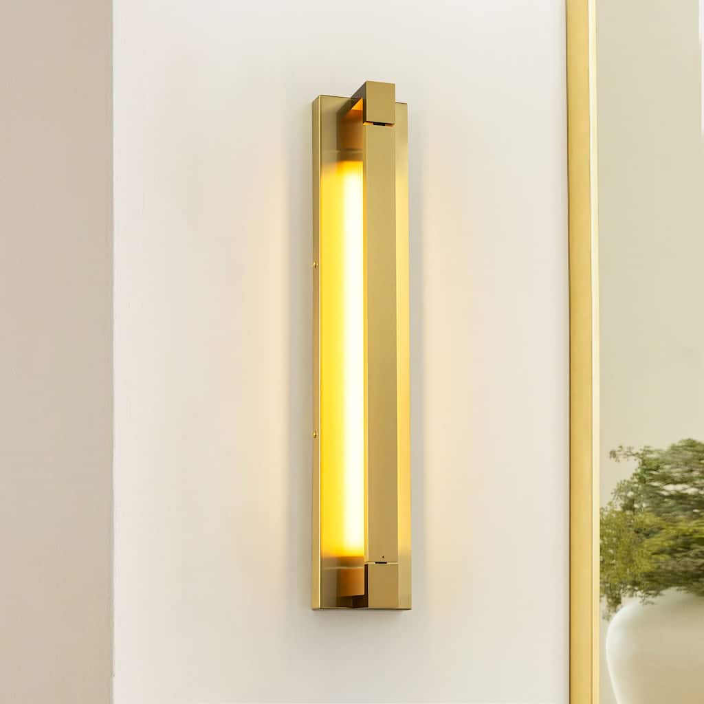 1-Light Modern Gold Linear Rotatable Iron Intergrated LED Bathroom Vanity Light - 23.6 in. W x 4.3 in. H x 3.7 in. D