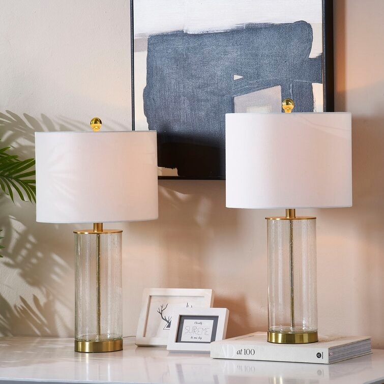 Maxax 23.75" Clear Glass Table Lamp Set (Set of 2) - 13*13*23.75