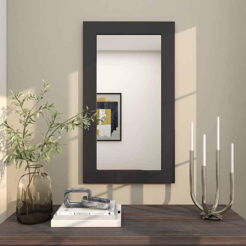 Black Wooden Room Wall Mirror