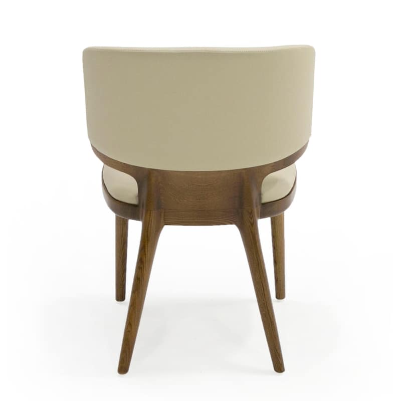 Modrest Stanley Contemporary Beige Leatherette and Walnut Dining Chair (Set of 2)
