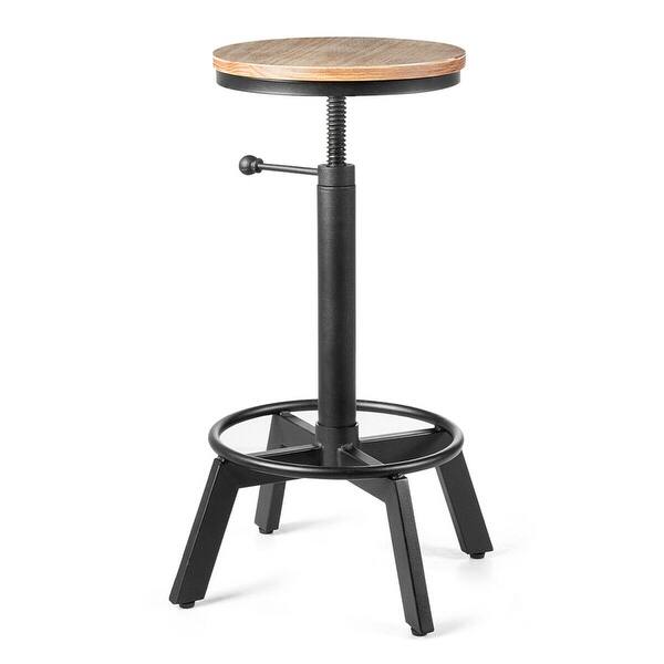 Shop Gymax Industrial Bar Stool Swivel Wooden Seat Height