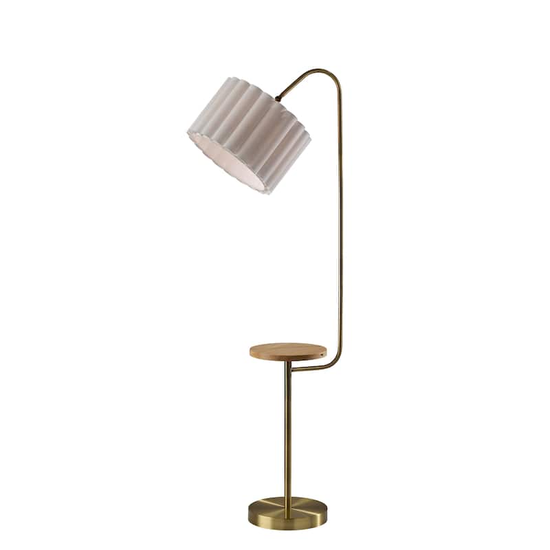 Caldwell Shelf Floor Lamp - Antique Brass Natural Wood