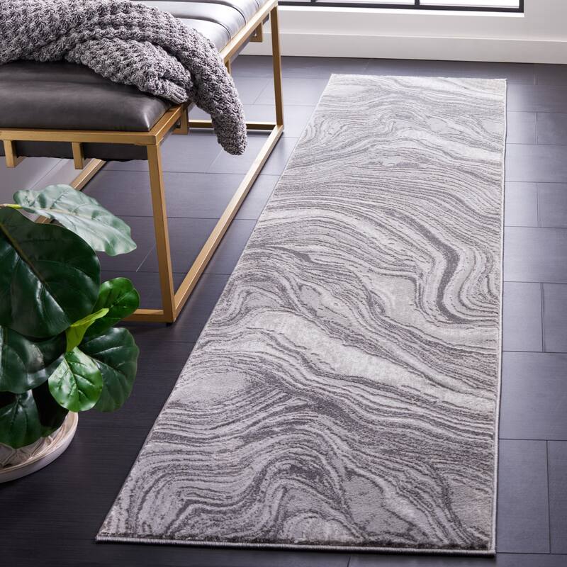 SAFAVIEH Meadow Marjolein Modern Abstract Rug - 2' x 8' Runner - Grey
